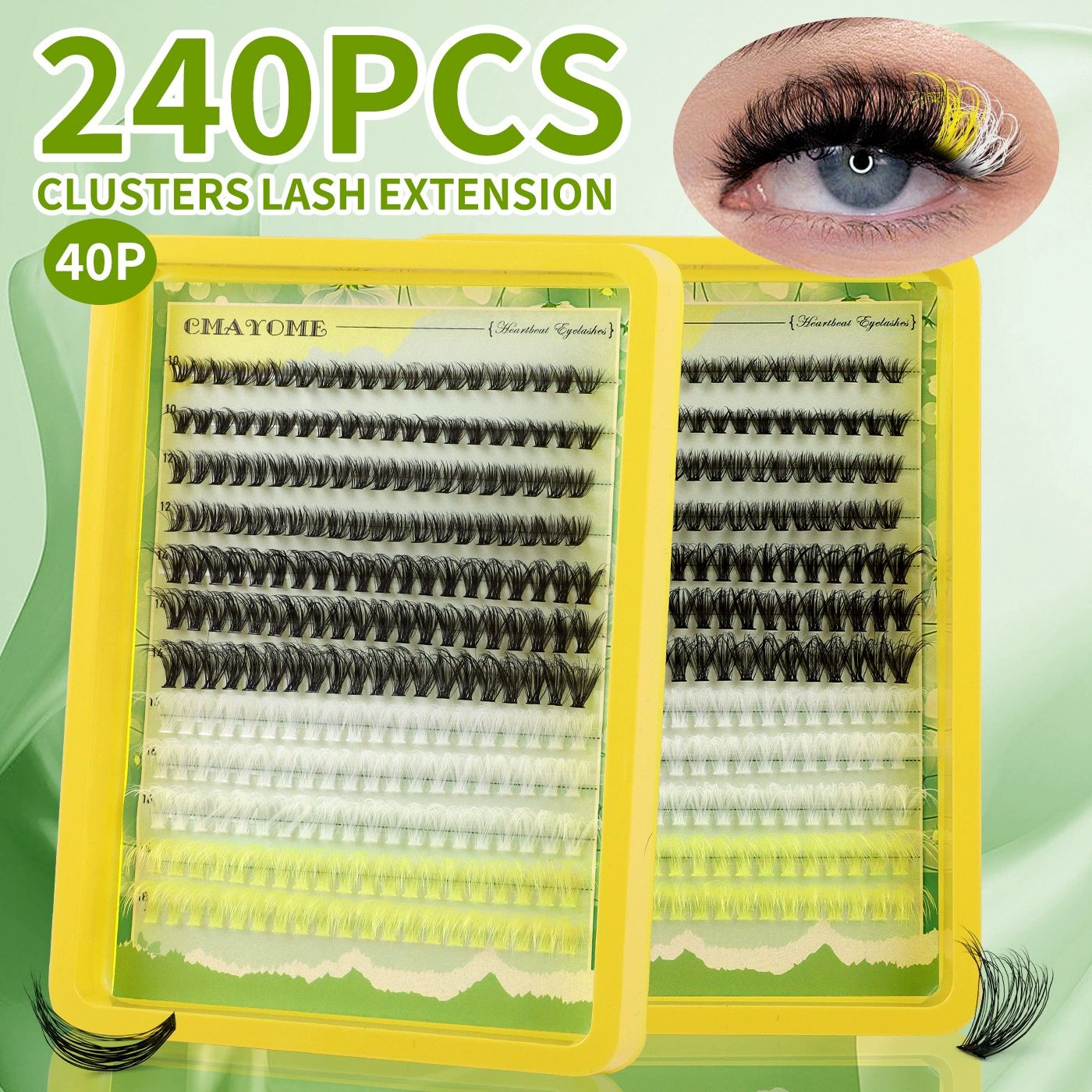 Thick Lash Clusters 10-18mm Long 100D Fluffy Cluster Eyelash Extensions Waterproof D Curl Volume Eyelash Clusters 192Pcs Individual Lashes Soft Wispy False Eyelashes DIY Lash Extension