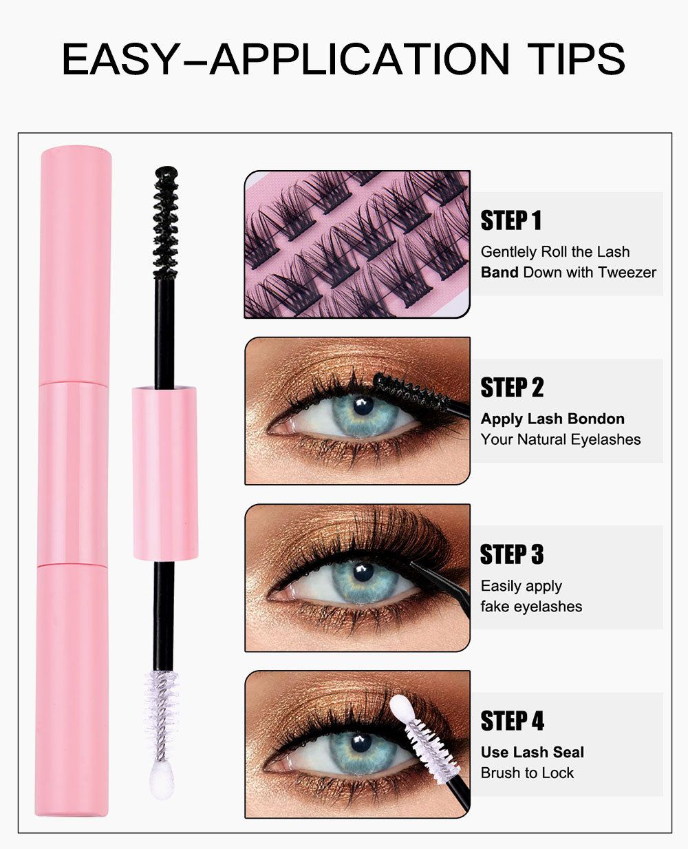 Lash Clusters Eyelash Extension 60 Pcs Lash Clusters With 30D and 40D Curl, 12mm-14mm-10mm Mix Lengths, Contact Lens Friendly, Easy to Apply, Reusable Strip Lashes (30D Lashes+ set)