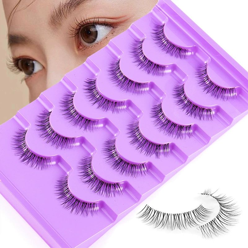 Manga Lashes Fox Eye False Clear Band Cat Wispy Anime Eyelashes Spiky Cosplay Fake Eye Lashes 7 Pairs Pack view 4