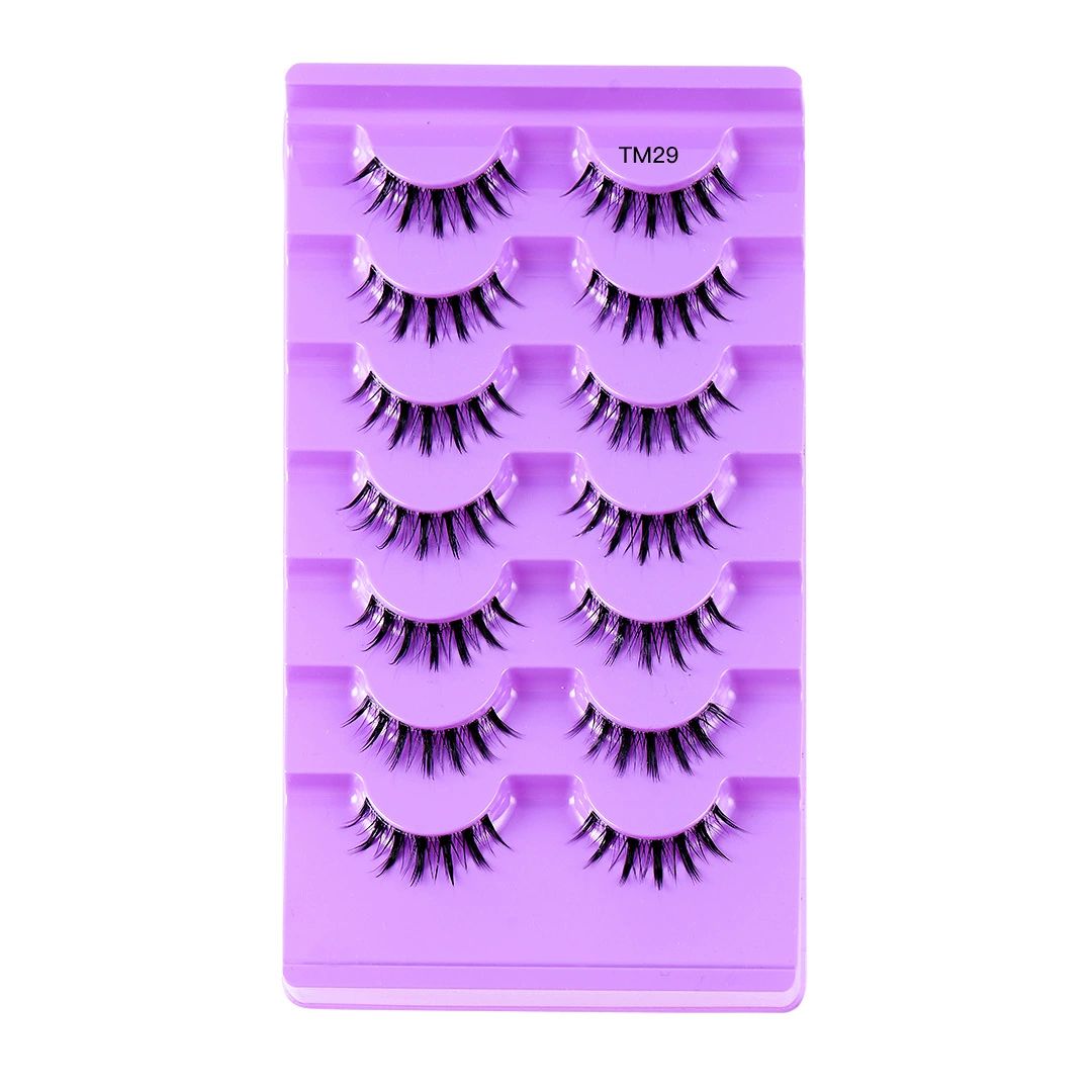 Manga Lashes Fox Eye False Clear Band Cat Wispy Anime Eyelashes Spiky Cosplay Fake Eye Lashes 7 Pairs Pack view 5