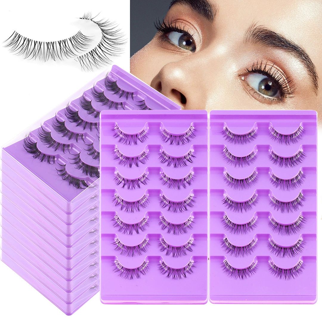 Manga Lashes Fox Eye False Clear Band Cat Wispy Anime Eyelashes Spiky Cosplay Fake Eye Lashes 7 Pairs Pack view 3