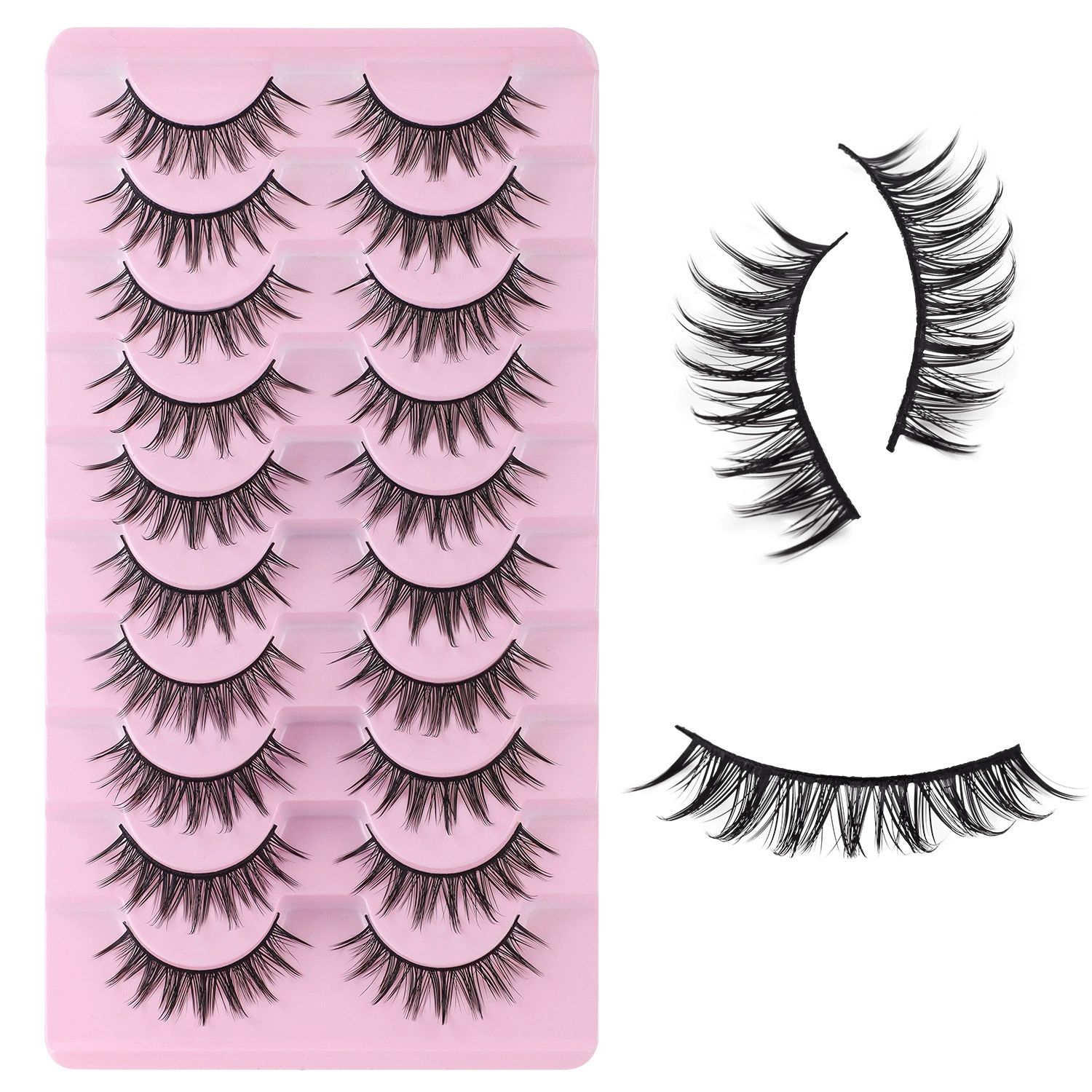 Natural Lashes Wispy Lashes Natural Look False Eyelashes Natural Flared Eyelashes False Eye Lashes Soft Fluffy Lashes 7 Pairs， Black view 7