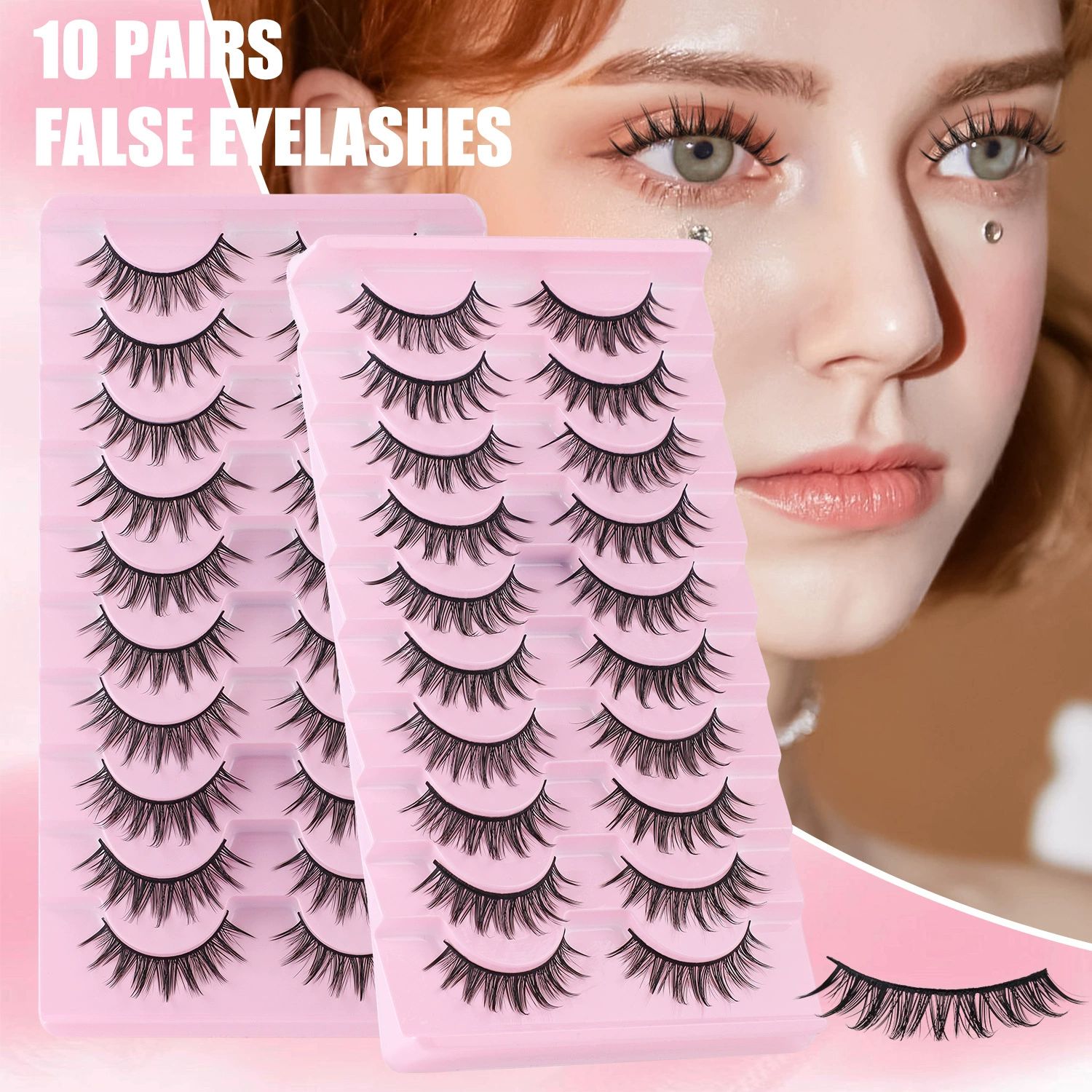 Natural Lashes Wispy Lashes Natural Look False Eyelashes Natural Flared Eyelashes False Eye Lashes Soft Fluffy Lashes 7 Pairs， Black view 4