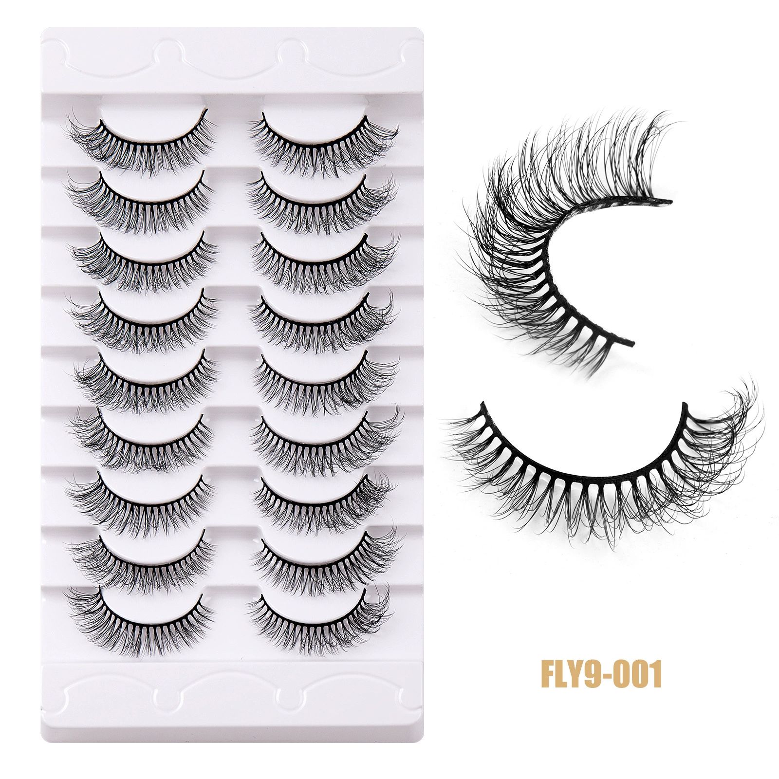 False Eyelashes 16mm Mink Lashes Faux Mink Lashes 8D Fluffy Strip Eye Lashes Wispy Soft Luxury Volume Fake Eyelashes 9Pairs Pack