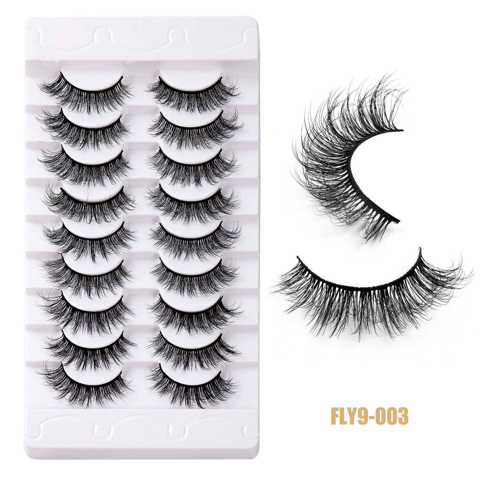 False Eyelashes 16mm Mink Lashes Faux Mink Lashes 8D Fluffy Strip Eye Lashes Wispy Soft Luxury Volume Fake Eyelashes 9Pairs Pack