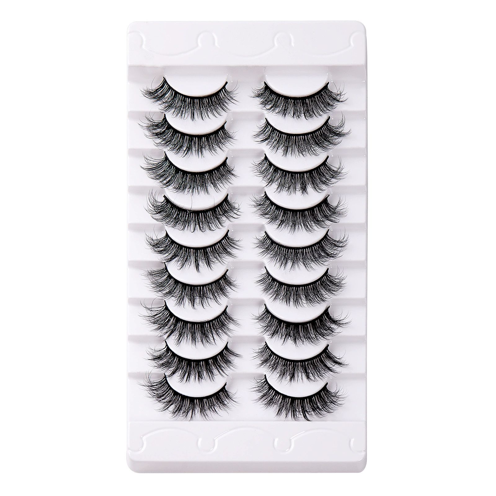 False Eyelashes 16mm Mink Lashes Faux Mink Lashes 8D Fluffy Strip Eye Lashes Wispy Soft Luxury Volume Fake Eyelashes 9Pairs Pack