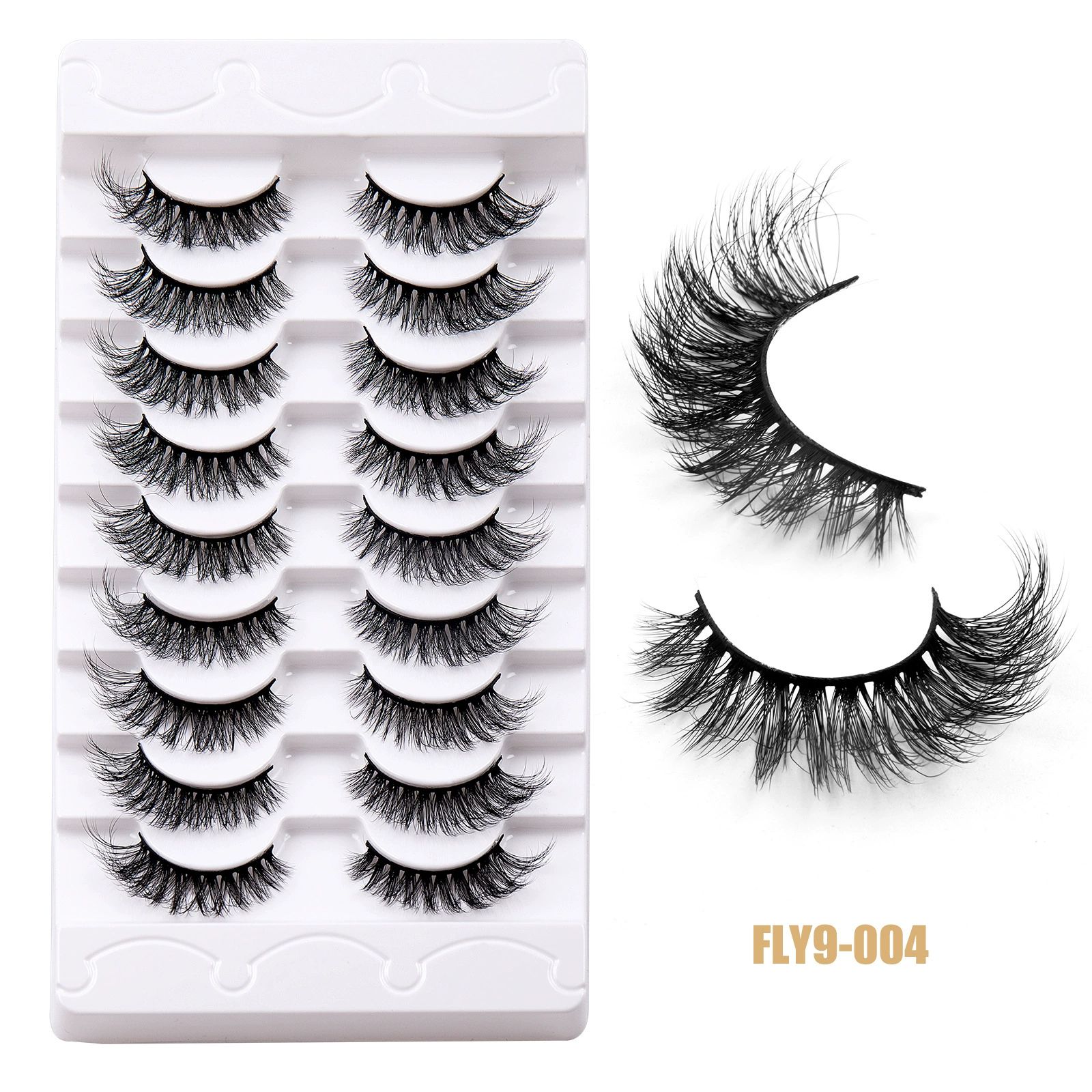 False Eyelashes 16mm Mink Lashes Faux Mink Lashes 8D Fluffy Strip Eye Lashes Wispy Soft Luxury Volume Fake Eyelashes 9Pairs Pack