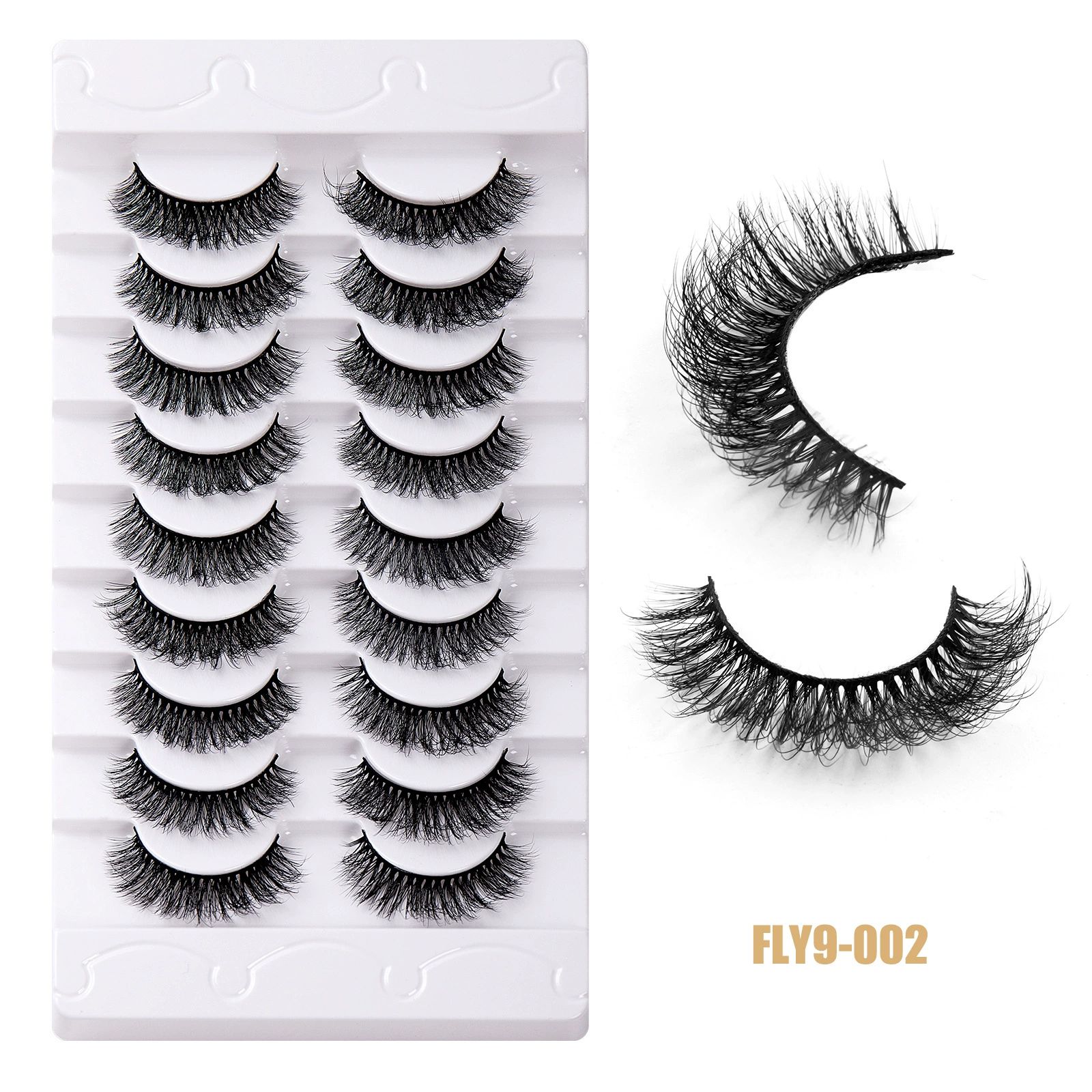 False Eyelashes 16mm Mink Lashes Faux Mink Lashes 8D Fluffy Strip Eye Lashes Wispy Soft Luxury Volume Fake Eyelashes 9Pairs Pack