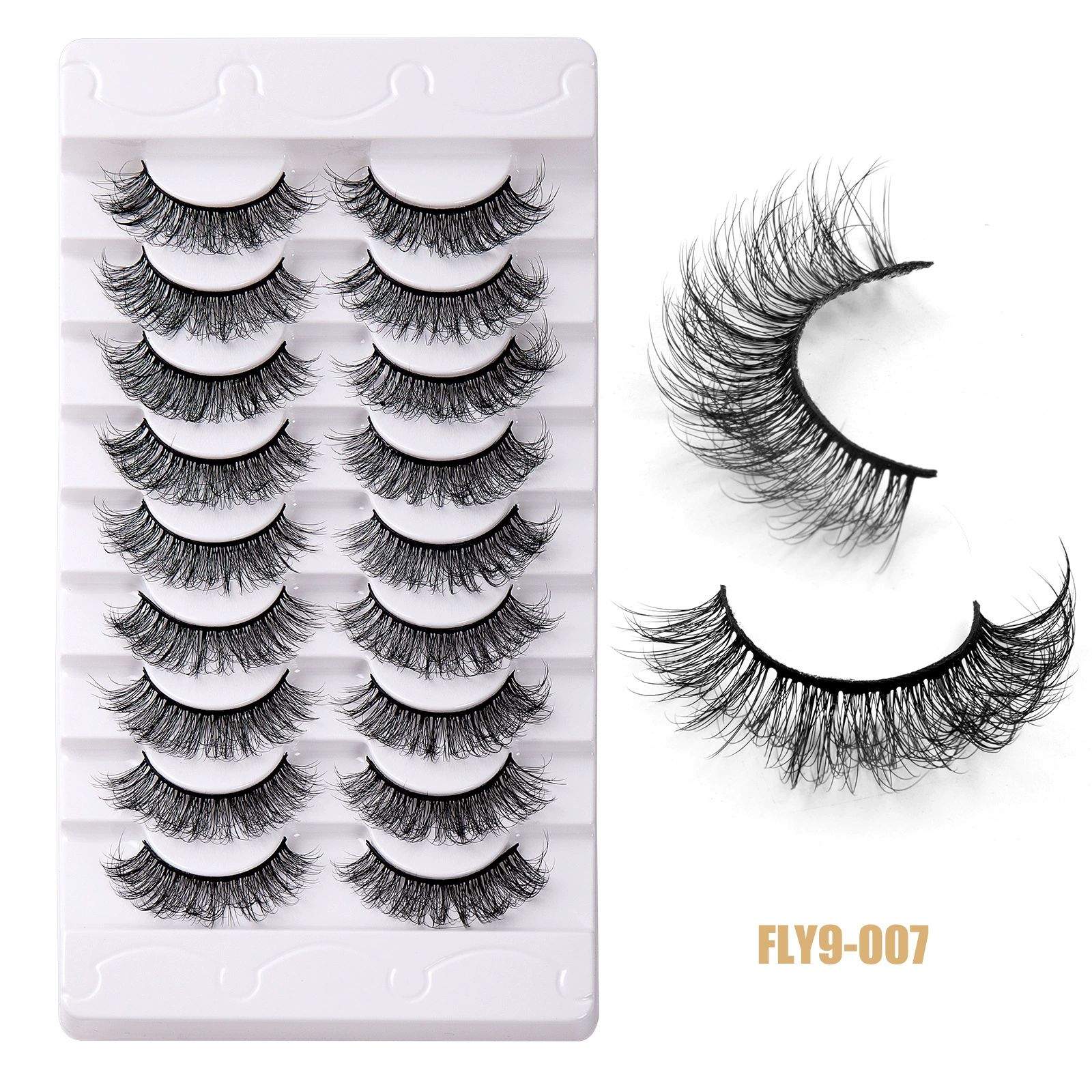 False Eyelashes 16mm Mink Lashes Faux Mink Lashes 8D Fluffy Strip Eye Lashes Wispy Soft Luxury Volume Fake Eyelashes 9Pairs Pack