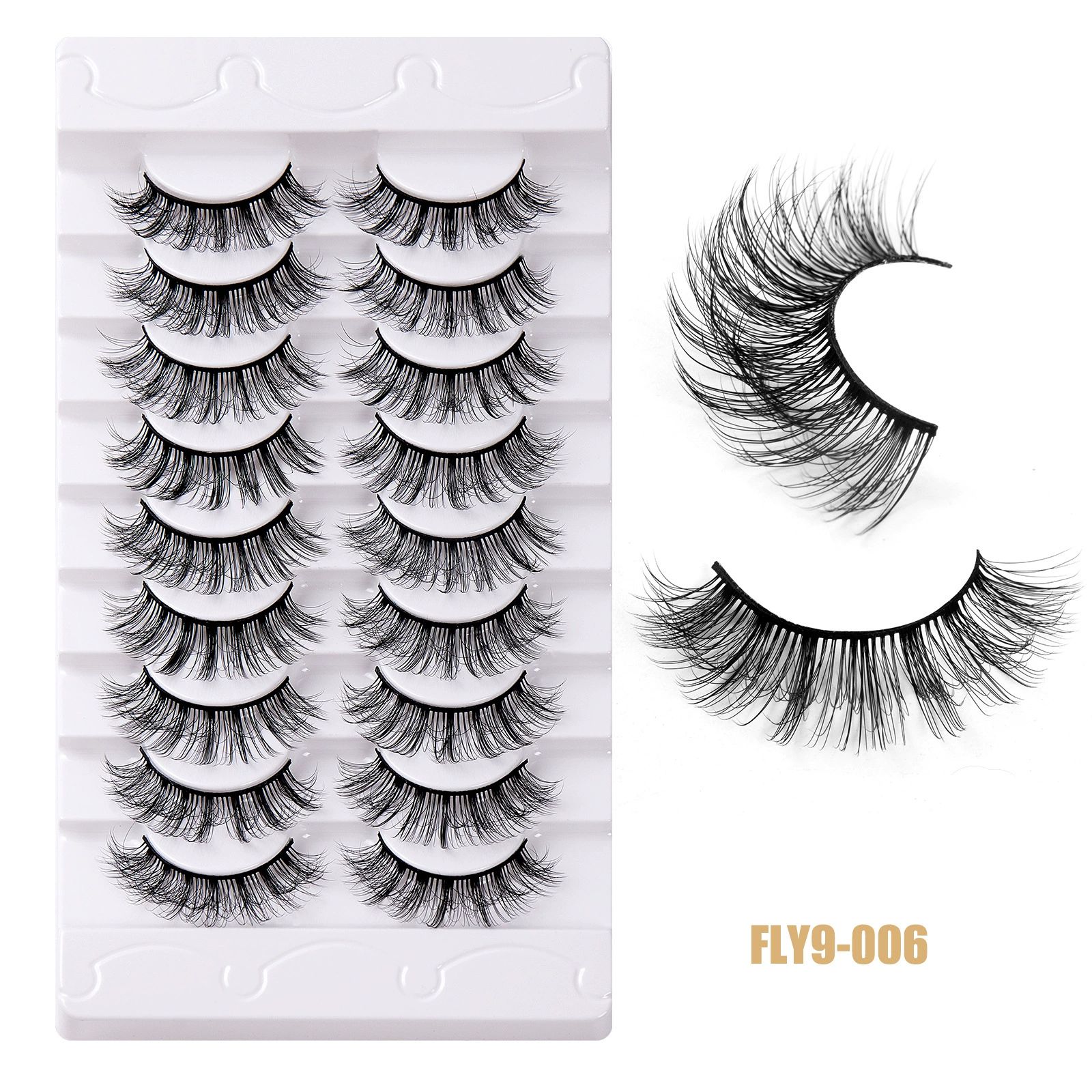 False Eyelashes 16mm Mink Lashes Faux Mink Lashes 8D Fluffy Strip Eye Lashes Wispy Soft Luxury Volume Fake Eyelashes 9Pairs Pack