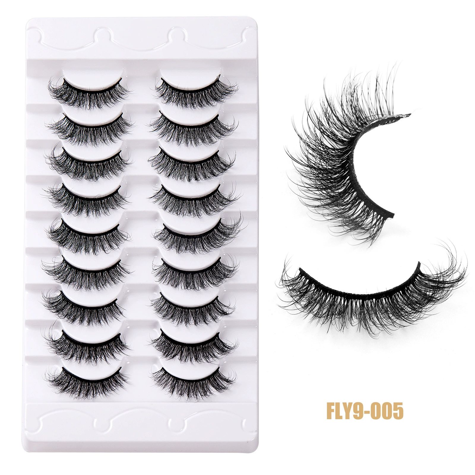 False Eyelashes 16mm Mink Lashes Faux Mink Lashes 8D Fluffy Strip Eye Lashes Wispy Soft Luxury Volume Fake Eyelashes 9Pairs Pack