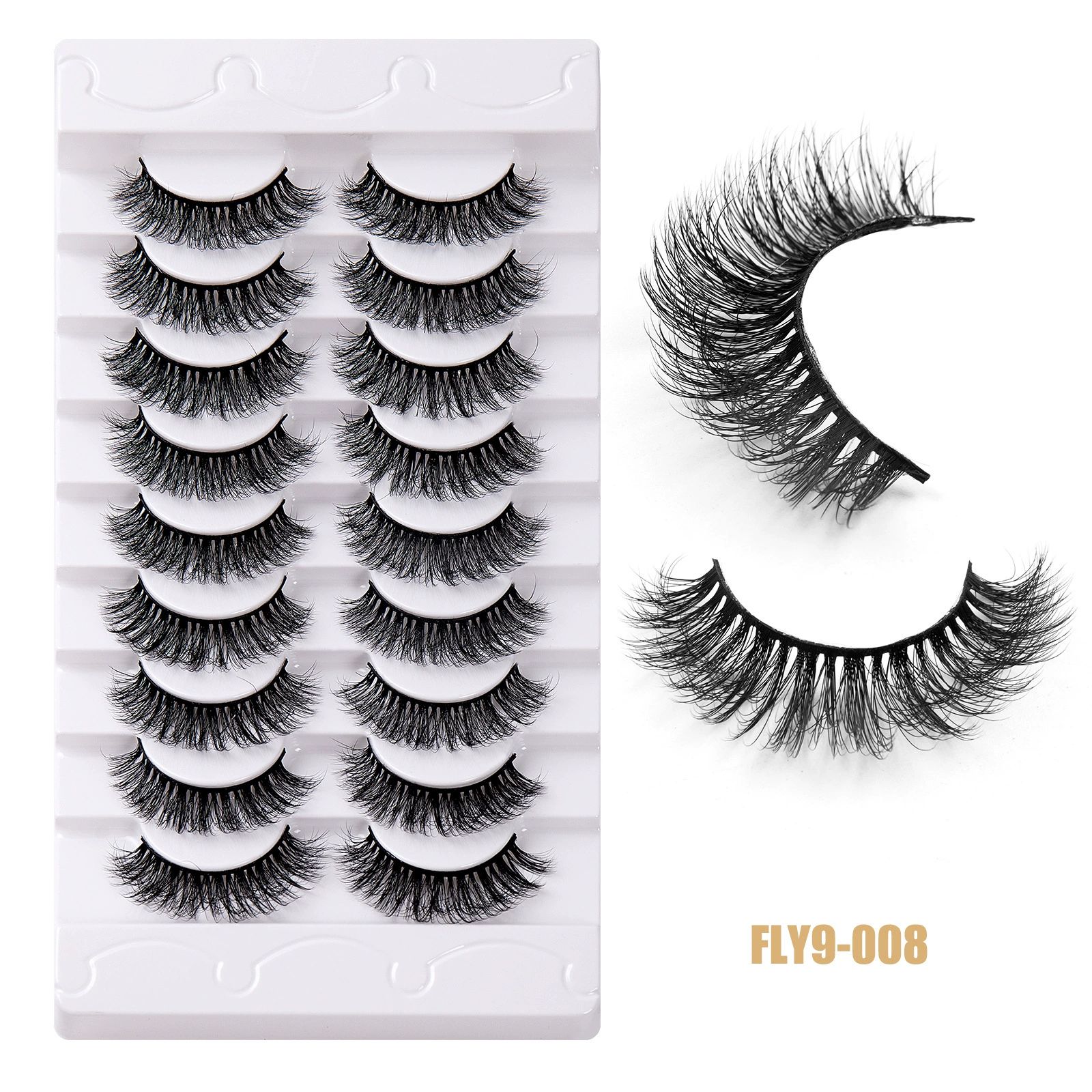 False Eyelashes 16mm Mink Lashes Faux Mink Lashes 8D Fluffy Strip Eye Lashes Wispy Soft Luxury Volume Fake Eyelashes 9Pairs Pack