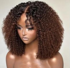 Curly Bob Wig 14 Inch Glueless 13x4 Lace Front Wigs  for Black Women 180% Density Mongolian HD Kinky Curly Bob Lace Frontal Wigs Wet and Wave Women Hair