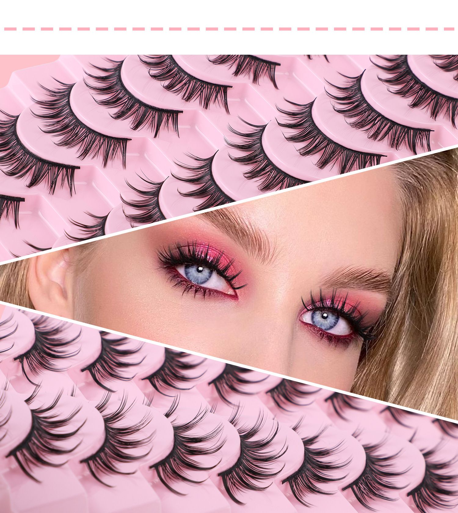 Natural Lashes Wispy Lashes Natural Look False Eyelashes Natural Flared Eyelashes False Eye Lashes Soft Fluffy Lashes 7 Pairs， Black