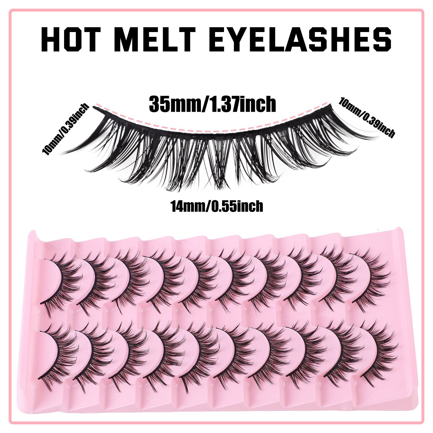 Natural Lashes Wispy Lashes Natural Look False Eyelashes Natural Flared Eyelashes False Eye Lashes Soft Fluffy Lashes 7 Pairs， Black view 10