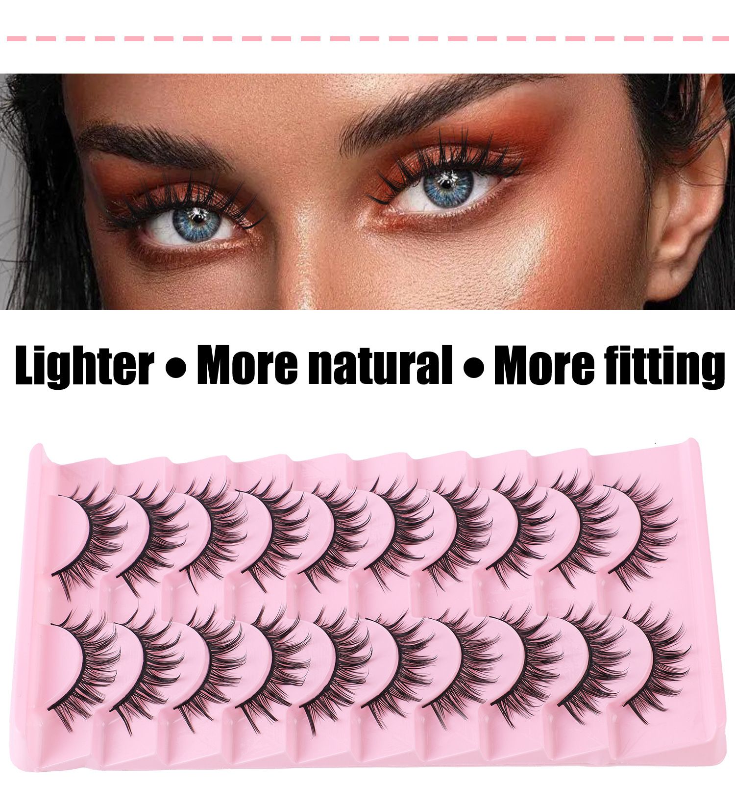 Natural Lashes Wispy Lashes Natural Look False Eyelashes Natural Flared Eyelashes False Eye Lashes Soft Fluffy Lashes 7 Pairs， Black view 3