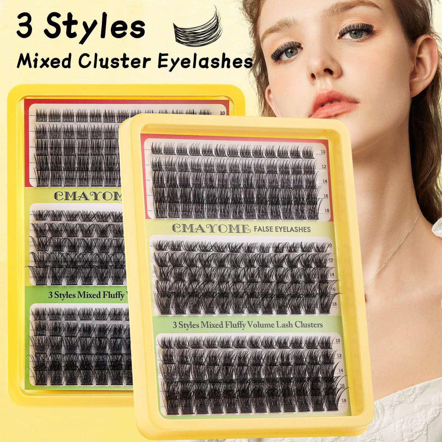 Fluffy Lash Clusters Thick 80+100D Volume Eyelash Clusters 12-24mm Wispy Individual Lashes D Curl Flat Cluster Eyelash Extensions 252pcs DIY Lash Extension for Beginners