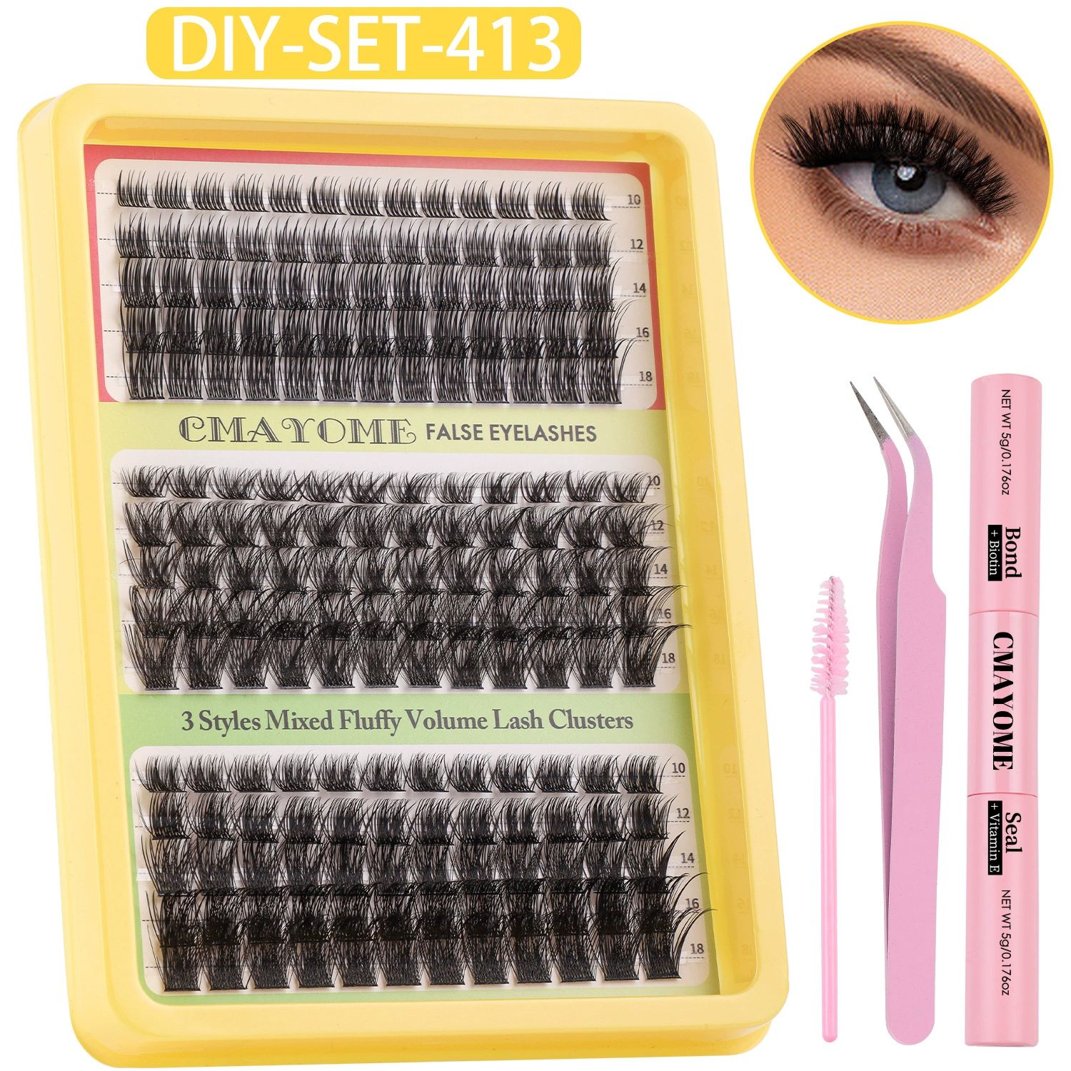 Fluffy Lash Clusters Thick 80+100D Volume Eyelash Clusters 12-24mm Wispy Individual Lashes D Curl Flat Cluster Eyelash Extensions 252pcs DIY Lash Extension for Beginners view 5