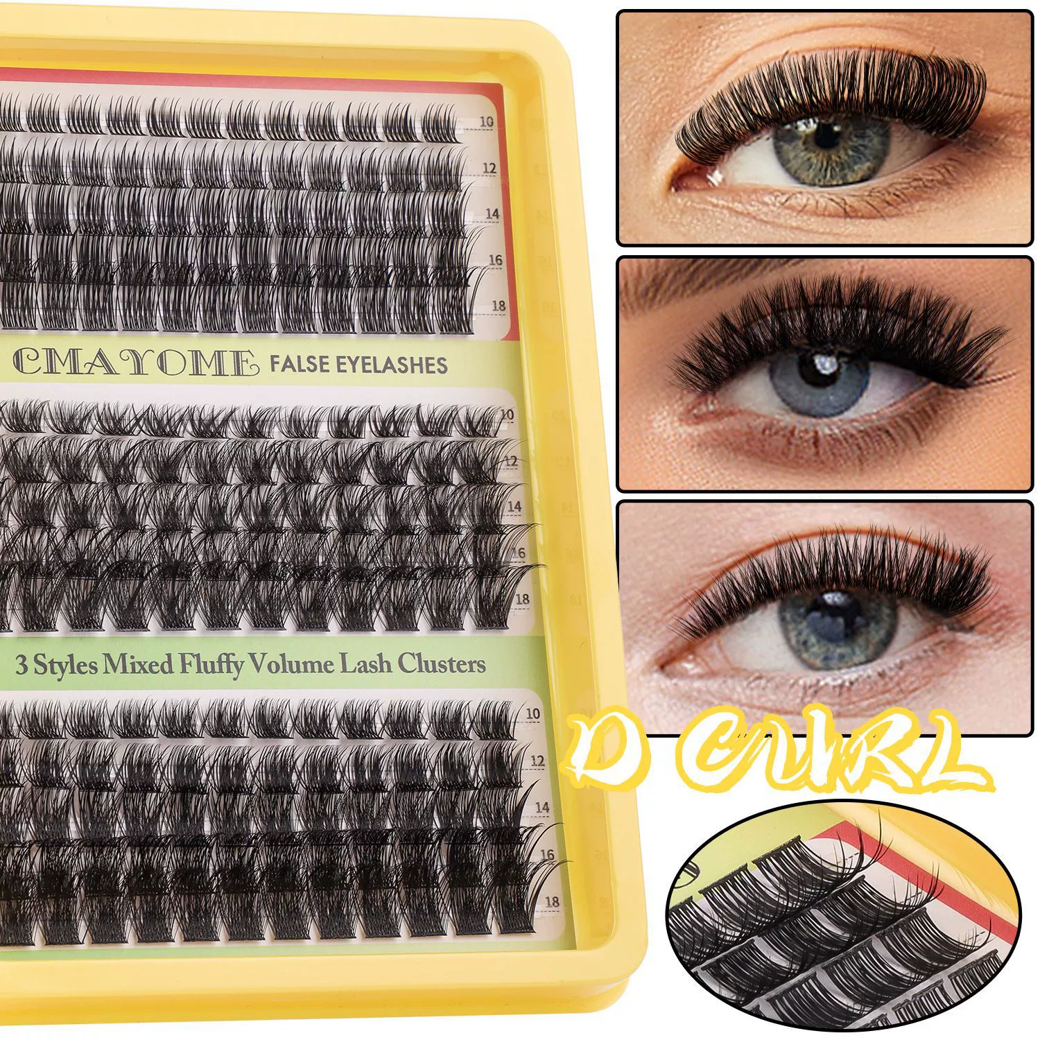 Fluffy Lash Clusters Thick 80+100D Volume Eyelash Clusters 12-24mm Wispy Individual Lashes D Curl Flat Cluster Eyelash Extensions 252pcs DIY Lash Extension for Beginners view 7