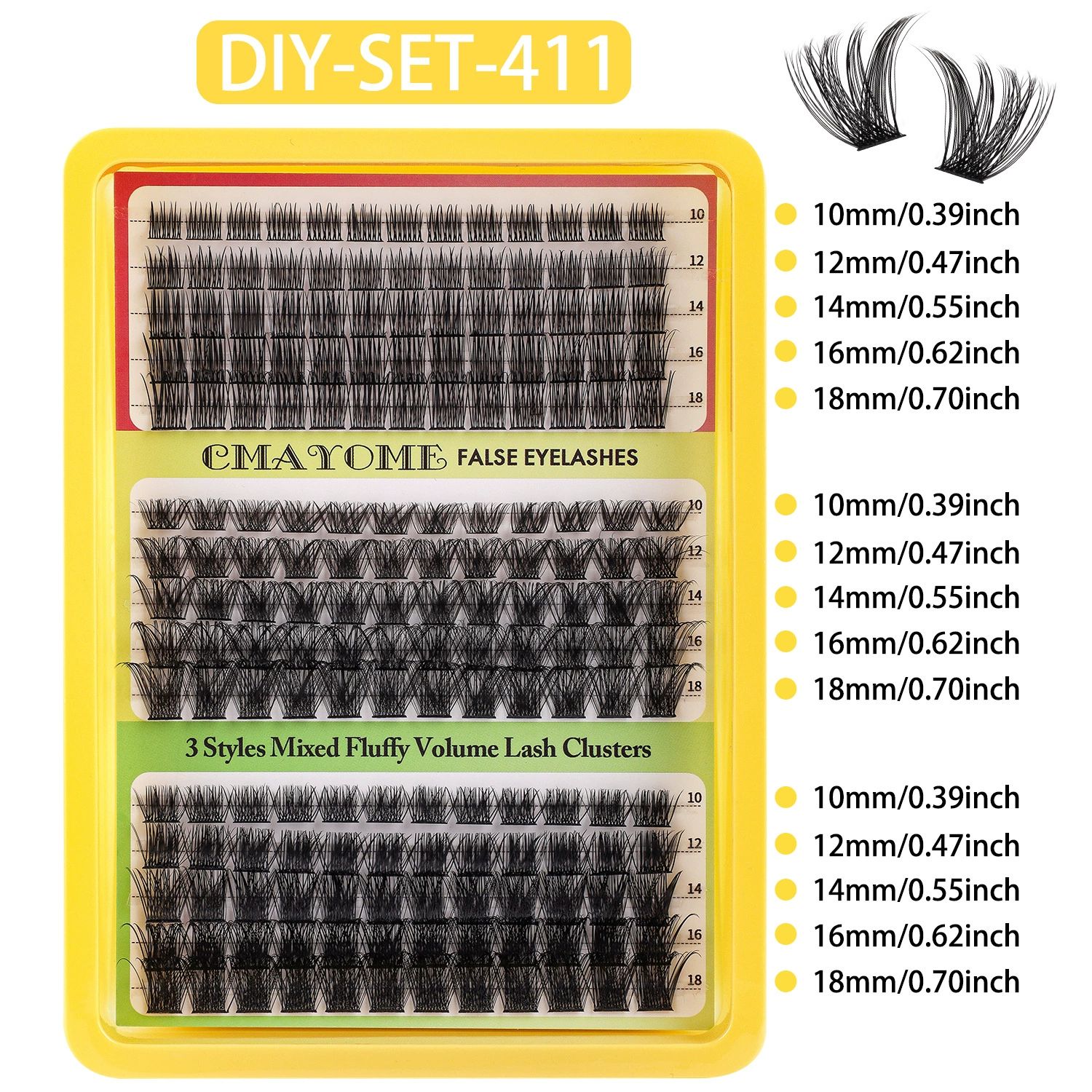 Fluffy Lash Clusters Thick 80+100D Volume Eyelash Clusters 12-24mm Wispy Individual Lashes D Curl Flat Cluster Eyelash Extensions 252pcs DIY Lash Extension for Beginners view 3