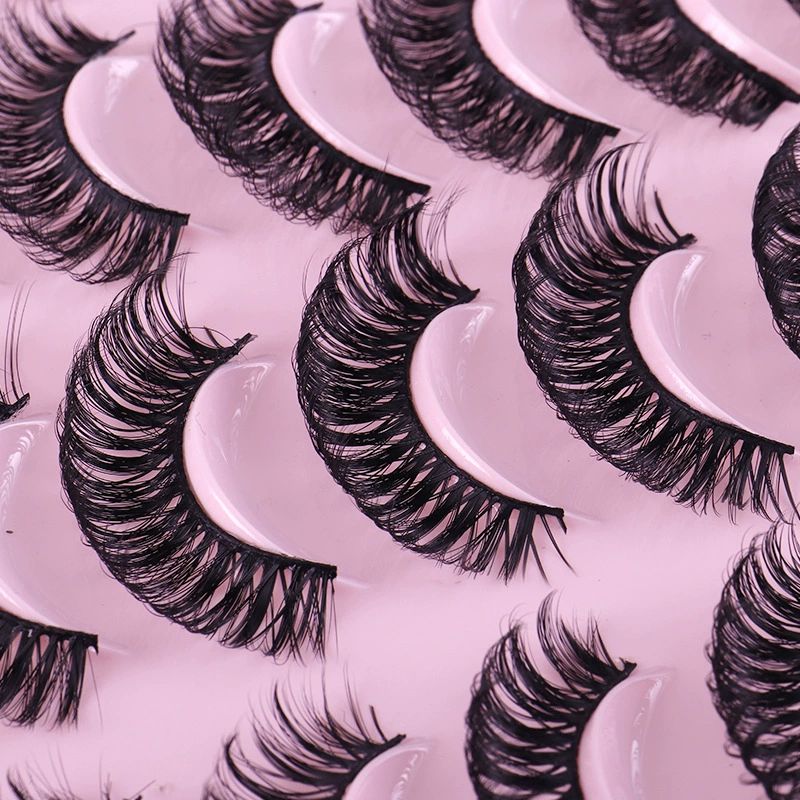 20 Pairs Lashes Natural Russian Strip Lashes 2 Styl of Eyelashes DD Curl Fluffy Fake Eyelashes Extension Crisscross Soft Lashes,F08