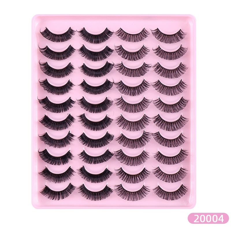 20 Pairs Lashes Natural Russian Strip Lashes 2 Styl of Eyelashes DD Curl Fluffy Fake Eyelashes Extension Crisscross Soft Lashes,F08