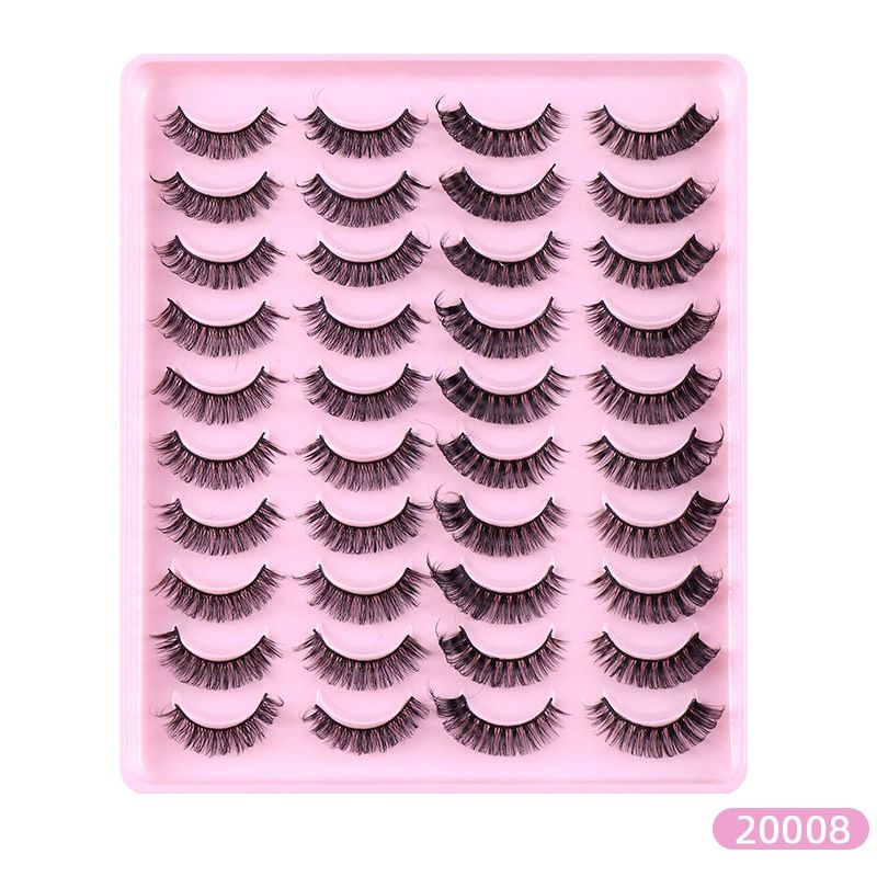 20 Pairs Lashes Natural Russian Strip Lashes 2 Styl of Eyelashes DD Curl Fluffy Fake Eyelashes Extension Crisscross Soft Lashes,F08
