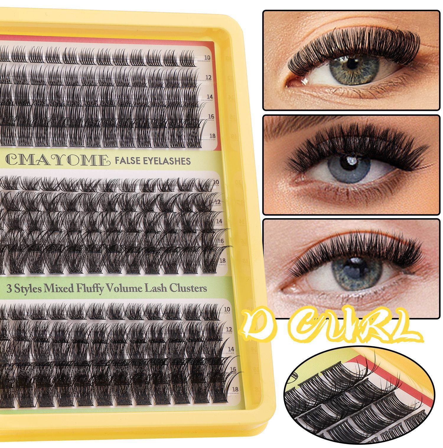 Fluffy Lash Clusters Thick 80+100D Volume Eyelash Clusters 12-24mm Wispy Individual Lashes D Curl Flat Cluster Eyelash Extensions 252pcs DIY Lash Extension for Beginners view 9