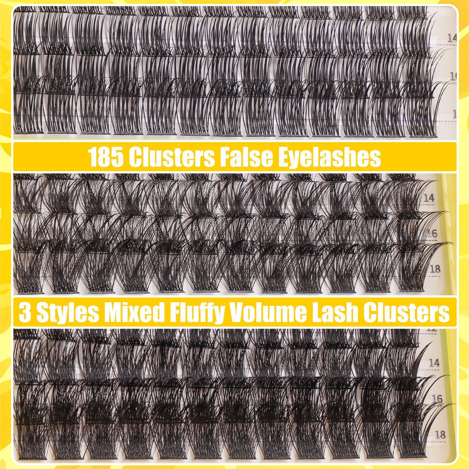 Fluffy Lash Clusters Thick 80+100D Volume Eyelash Clusters 12-24mm Wispy Individual Lashes D Curl Flat Cluster Eyelash Extensions 252pcs DIY Lash Extension for Beginners view 10