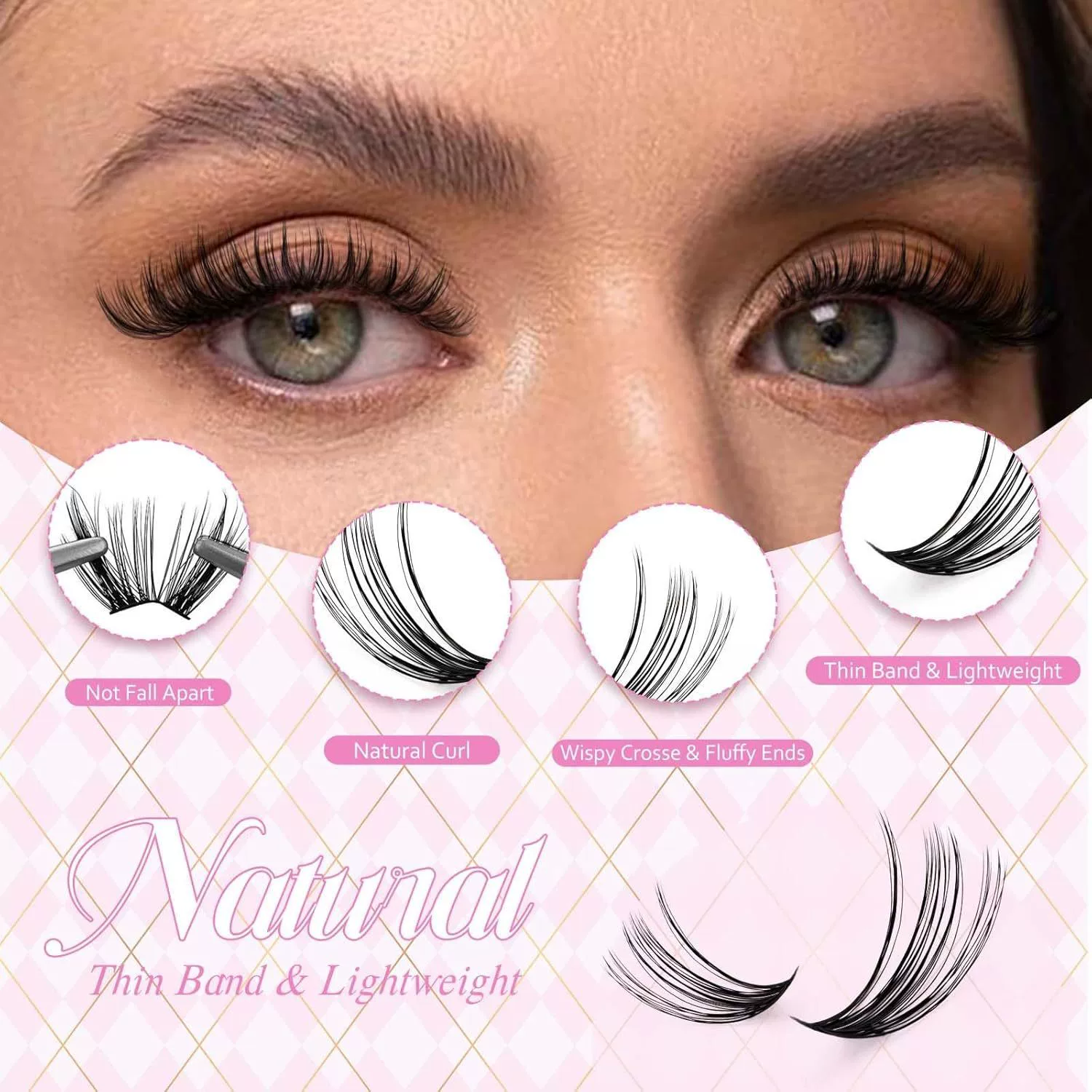Eyelash Extension Kit  Lash Clusters D Curly 12-18mm Mix 40D Individual Lashes Wispy Lash Clusters Kit with Lash Bond and Seal  Lash Applicator for Lash Extension Beginners view 4