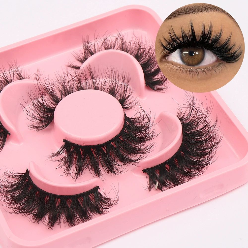 Cat Eye Mink Lashes Fluffy False Eyelashes Dramatic Eyelashes Mink Fluttery Fake Eyelashes 20mm Length Reusable Flared Lashes 3 Pairs