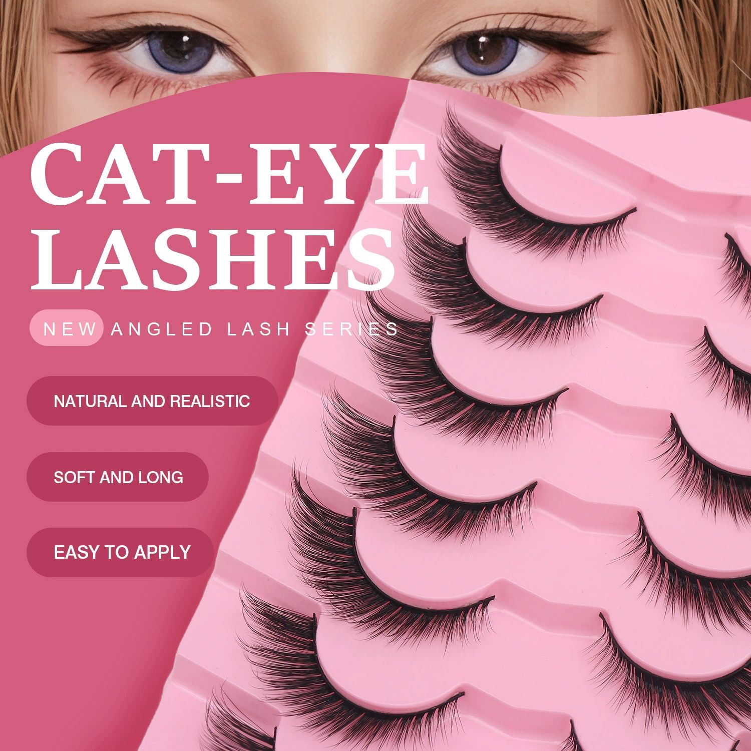 Fox Eyelashes False Lashes Dramatic Faux Mink Lashes Wispy 12-16mm Long Angel Wing Eyelash Lift Fake Eye Lashes Pack 5-10 Pairs