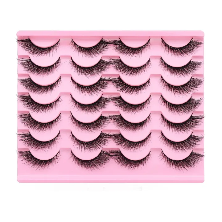 Fox Eyelashes False Lashes Dramatic Faux Mink Lashes Wispy 12-16mm Long Angel Wing Eyelash Lift Fake Eye Lashes Pack 5-10 Pairs