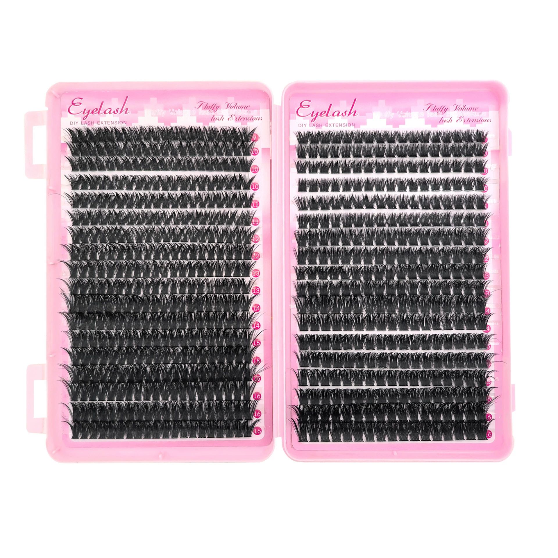 Lash Extension Kit Lash Clusters Kit 640Pcs Volume Eyelash Clusters C Curl Lashes Clusters DIY Cluster Eyelash Extensions With Lash Bond and Seal Lash Tweezers