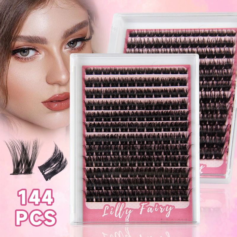Lash Clusters 168PCS Individual Lashes D Curl Eyelash Clusters Mixed Length Cluster Eyelash Extensions Clusters Lashes with Thin Band Soft False Eyelashes DIY at Home(80D,D-Mix9-16mm)