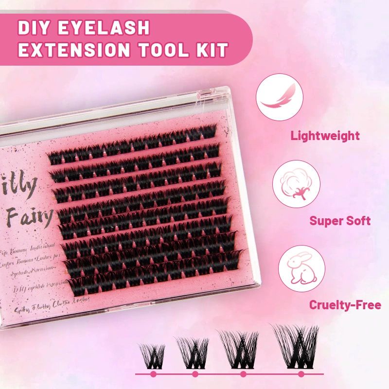 Lash Clusters 10-18mm Wispy Eyelash Clusters 80-96pcs Cluster Lashes DIY Individual Lashes Clusters with Soft Thin Band for Self Use,Beginner-Friendly