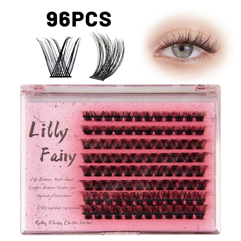 Lash Clusters 10-18mm Wispy Eyelash Clusters 80-96pcs Cluster Lashes DIY Individual Lashes Clusters with Soft Thin Band for Self Use,Beginner-Friendly
