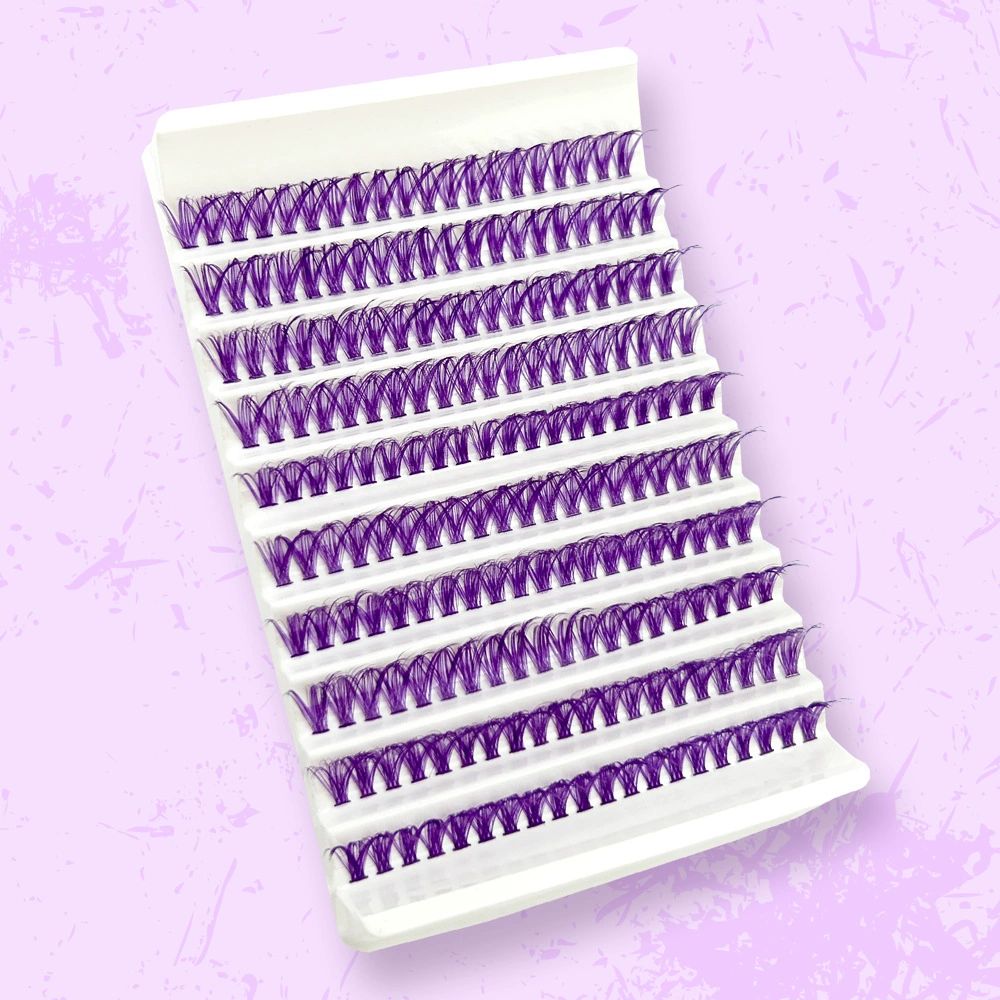 Fairy Colored Lash Clusters, Fake Eyelash Extension Kit, DIY 3 Colors Individual Anime Lashes, Colored False Eye Lashes Kit for Beginners, 14mm D Curl Extensions Red, Purple, Green（240pcs)（No Glue）