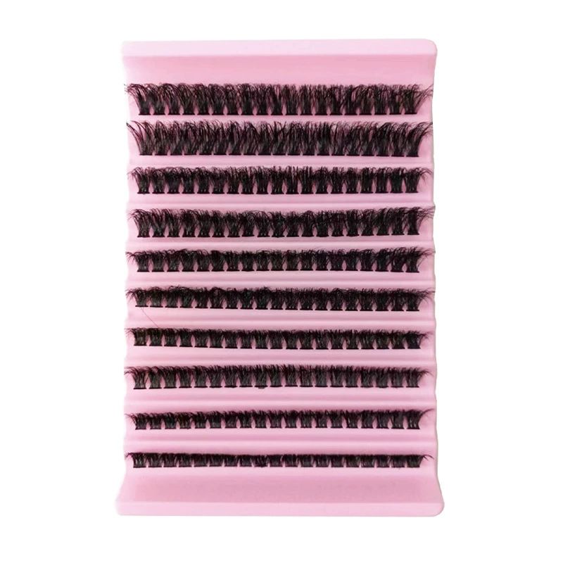 Fairy Colored Lash Clusters, Fake Eyelash Extension Kit, DIY 3 Colors Individual Anime Lashes, Colored False Eye Lashes Kit for Beginners, 14mm D Curl Extensions Red, Purple, Green（240pcs)（No Glue）