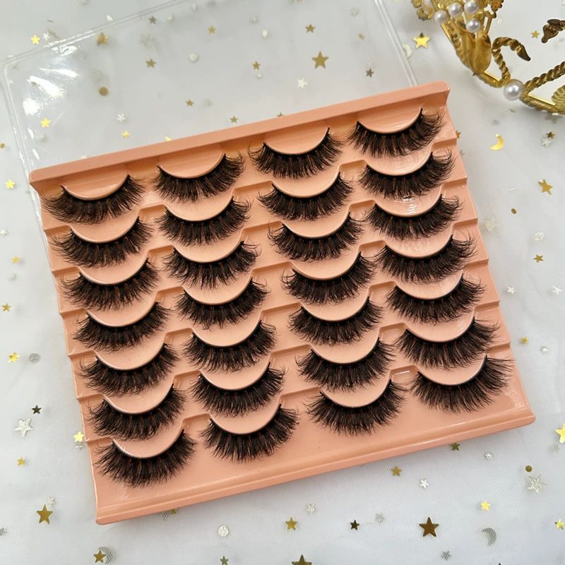 Mink Lashes Natural Fluffy False Eyelashes Volume Wispy 15MM Thick Fake Lashes Look Like Eyelash Extensions 14Pairs Pack