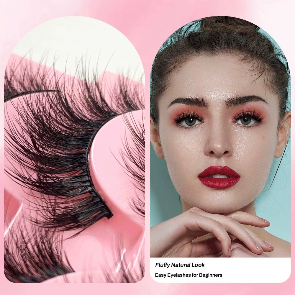 Mink Lashes Cat Eye Wispy Soft Faux Mink False Eyelashes Natural Look C Curl Full Strips Lashes Pack 10mm Long Dramatic 3D 8D Long Volume Thick Faux Mink Fake Eyelashes Bulk