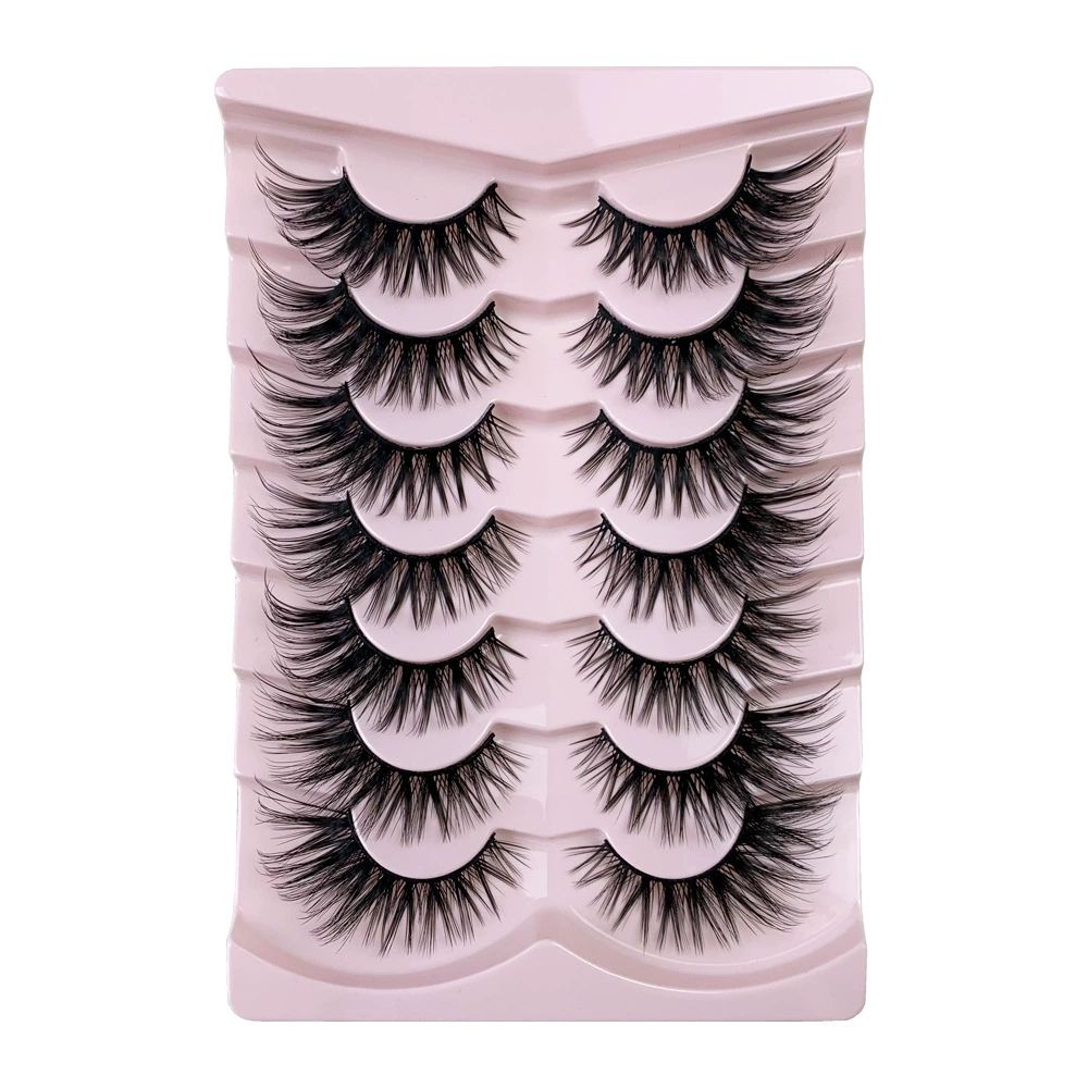 Mink Lashes Cat Eye Wispy Soft Faux Mink False Eyelashes Natural Look C Curl Full Strips Lashes Pack 10mm Long Dramatic 3D 8D Long Volume Thick Faux Mink Fake Eyelashes Bulk