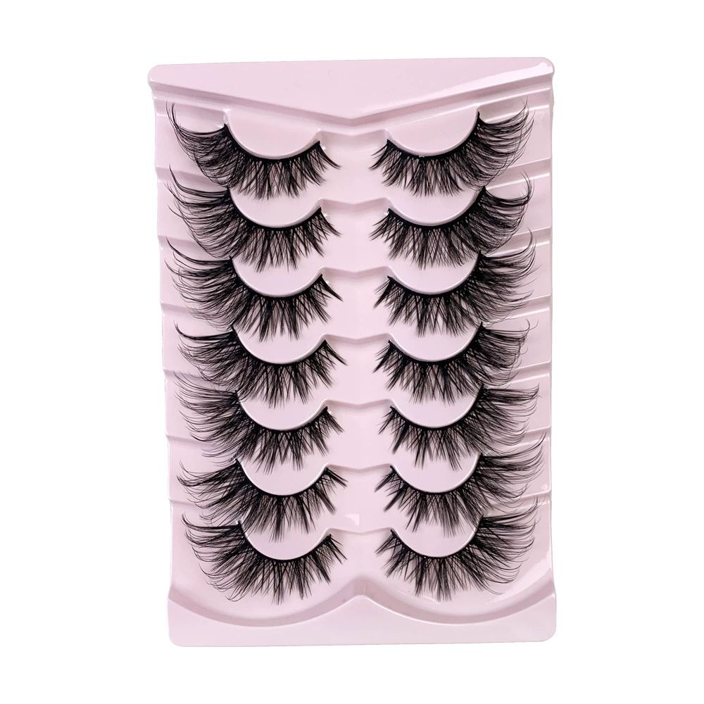 Mink Lashes Cat Eye Wispy Soft Faux Mink False Eyelashes Natural Look C Curl Full Strips Lashes Pack 10mm Long Dramatic 3D 8D Long Volume Thick Faux Mink Fake Eyelashes Bulk