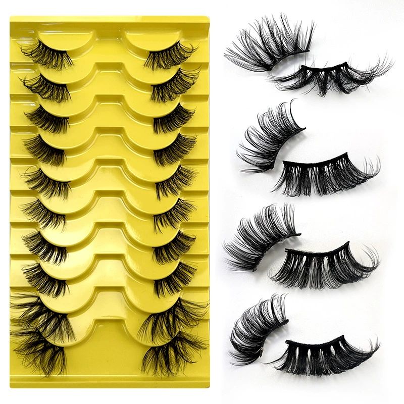 Half Lashes Corner False Eyelashes Faux Fluffy Lashes Natural Daily Look Accent Eye Lashes Handmade Soft Reusable 10 Pairs Different Cross Volume Lashes Pack
