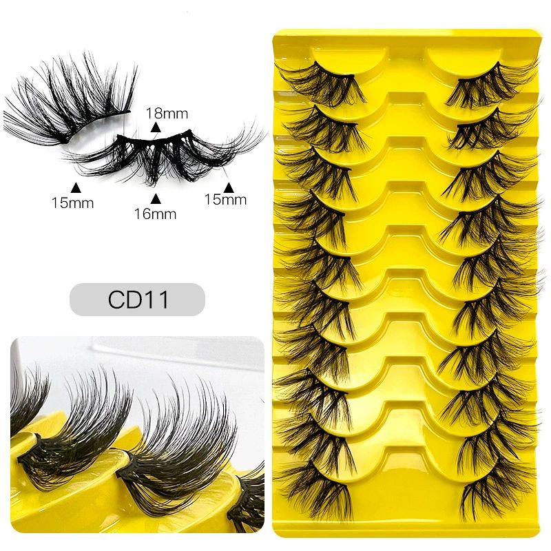 Half Lashes Corner False Eyelashes Faux Fluffy Lashes Natural Daily Look Accent Eye Lashes Handmade Soft Reusable 10 Pairs Different Cross Volume Lashes Pack view 9
