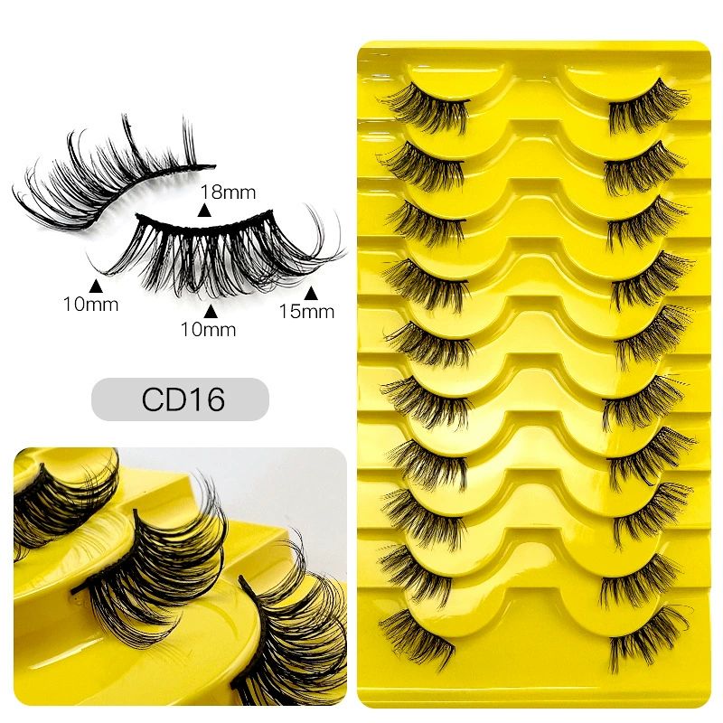 Half Lashes Corner False Eyelashes Faux Fluffy Lashes Natural Daily Look Accent Eye Lashes Handmade Soft Reusable 10 Pairs Different Cross Volume Lashes Pack view 4