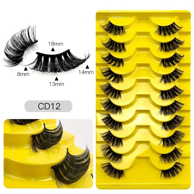 Half Lashes Corner False Eyelashes Faux Fluffy Lashes Natural Daily Look Accent Eye Lashes Handmade Soft Reusable 10 Pairs Different Cross Volume Lashes Pack view 10