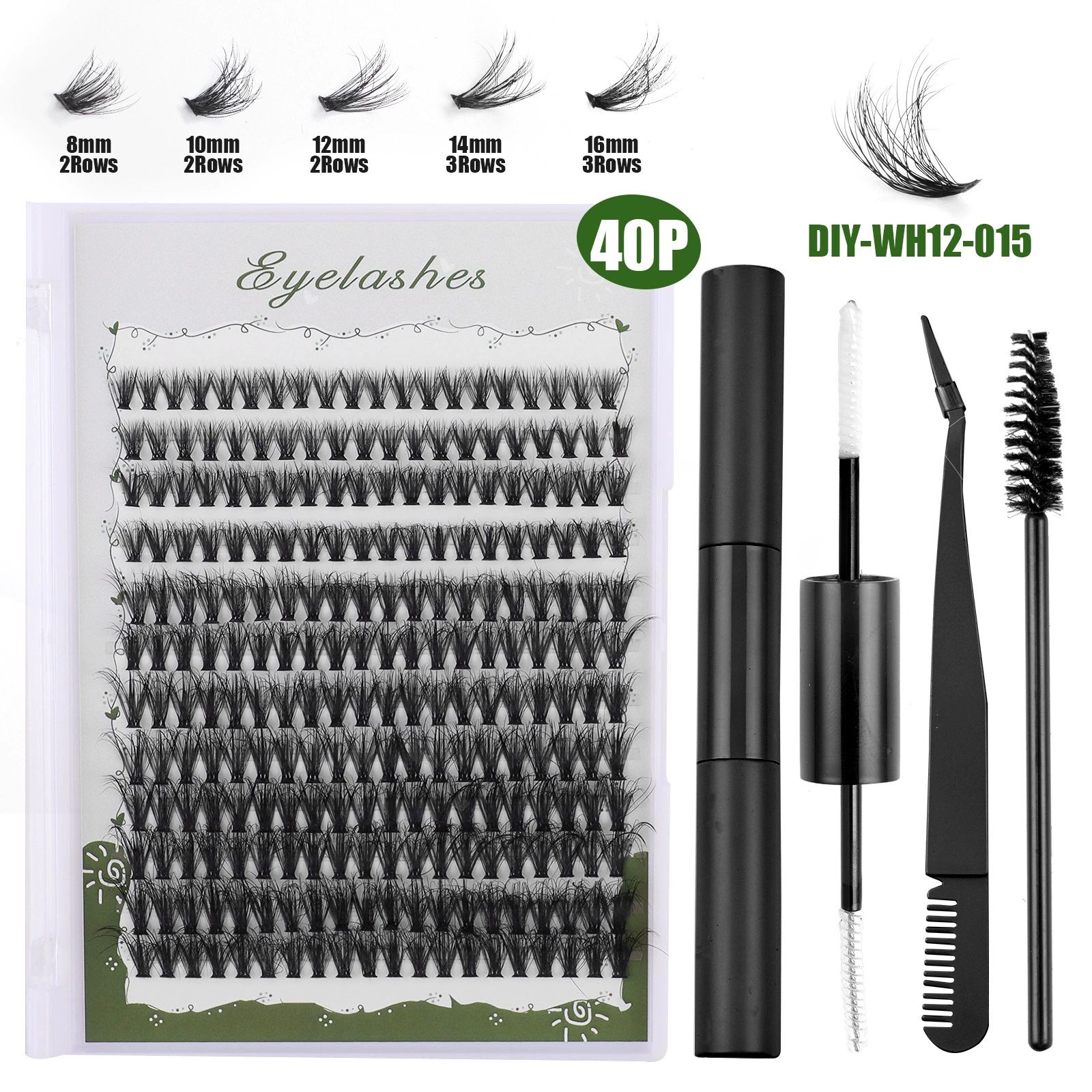 test_假睫毛 #25Volume Lash Clusters Kit DIY Lash Extension Kit D Curl Eyelash Extensions with Waterproof Lash Bond and Seal Waterproof Tweezers,8-16MM Cluster Lashes 240Pcs