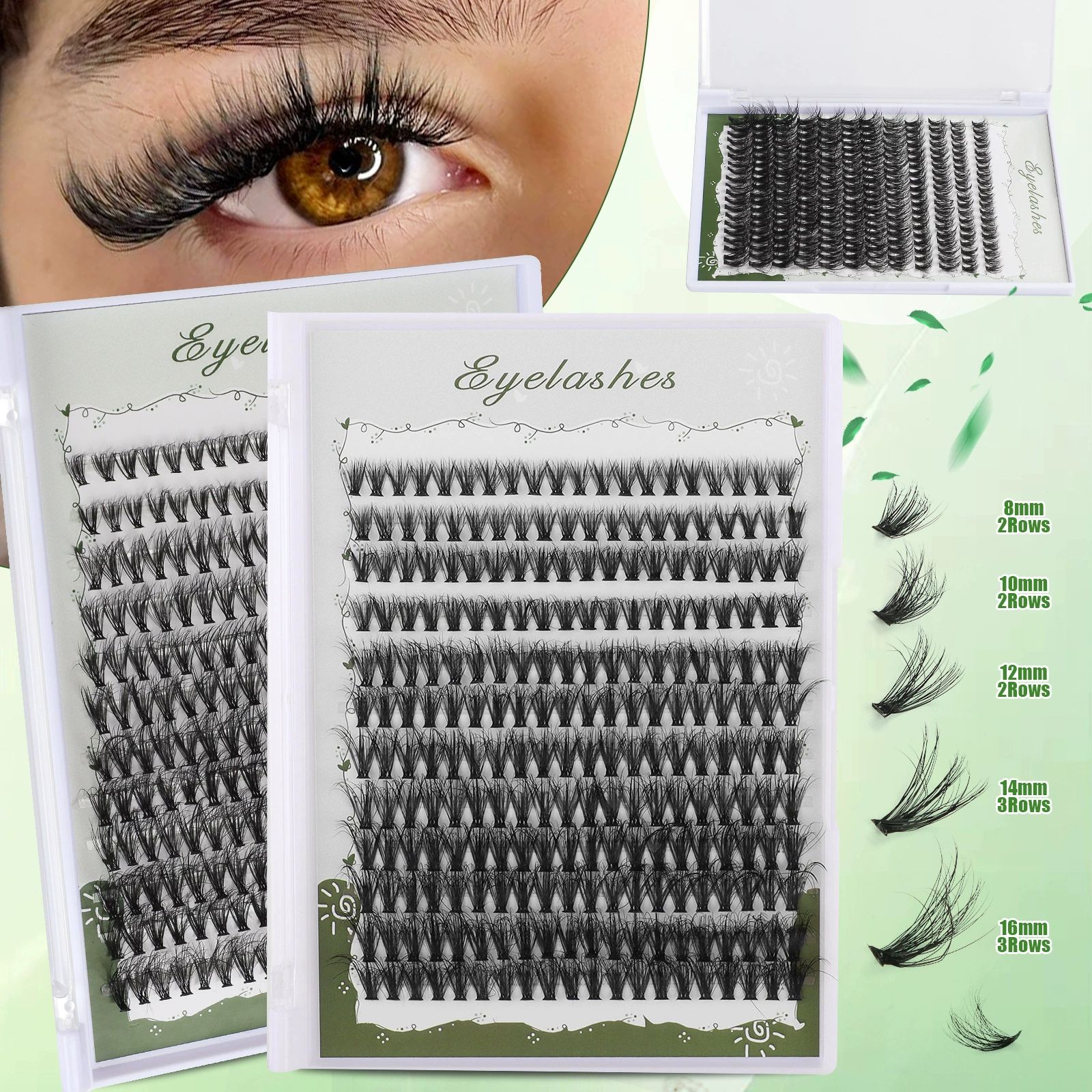 test_假睫毛 #25Volume Lash Clusters Kit DIY Lash Extension Kit D Curl Eyelash Extensions with Waterproof Lash Bond and Seal Waterproof Tweezers,8-16MM Cluster Lashes 240Pcs