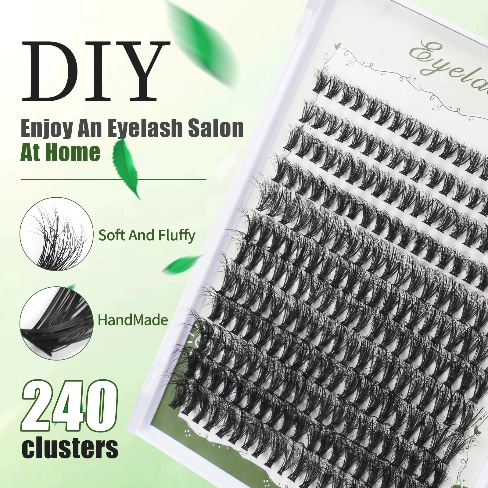 test_假睫毛 #25Volume Lash Clusters Kit DIY Lash Extension Kit D Curl Eyelash Extensions with Waterproof Lash Bond and Seal Waterproof Tweezers,8-16MM Cluster Lashes 240Pcs